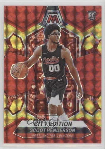 2023 Mosaic Choice Red & Yellow Fusion Prizm 1/75 Scoot Henderson #275 Rookie RC