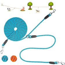 Dog Tie Out Cable for 2 Dogs, 20ft Portable Dog Trolley Runner for Camping Yard,