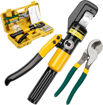 Hydraulic Crimping Tool & Cable Cutter, 12 AWG to 2/0, 10 Tons