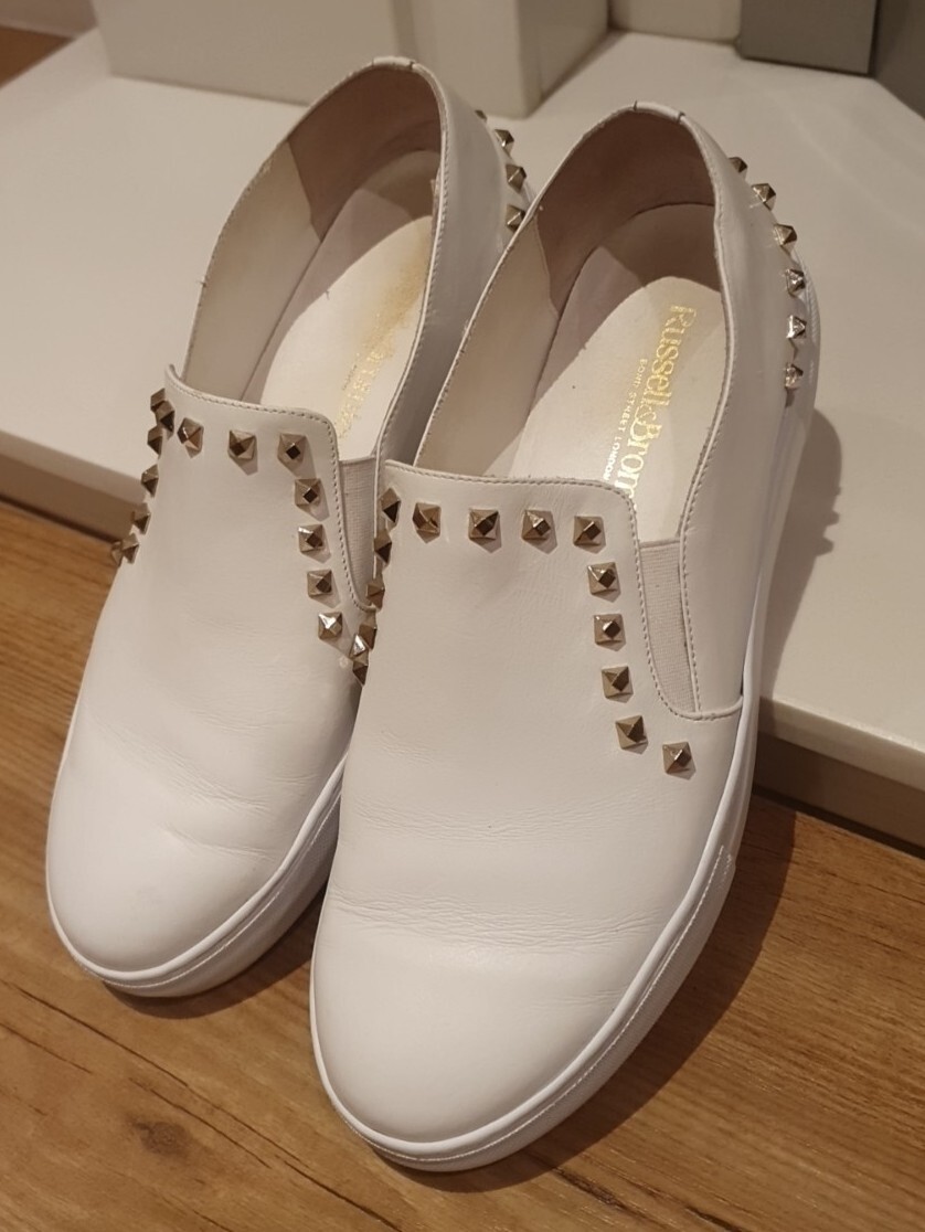 Russell Bromley Women's Studded White Leather Shoes Size 39 Uk6