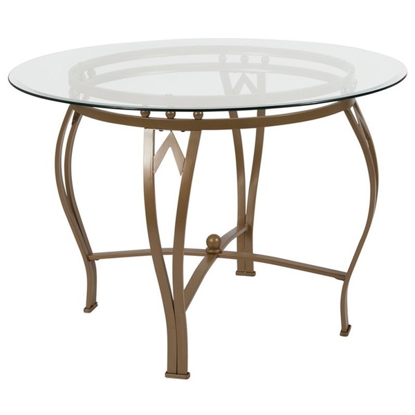 Flash Furniture Syracuse 42'' Round Glass Dining Table With Matte Gold