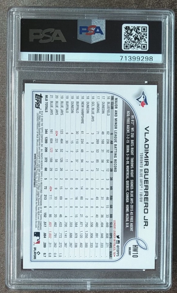 Vladimir Guerrero Jr. SP PSA 10 Blue Sleeve 2022 Topps Holiday Toronto Blue Jays - Image 2 of 2