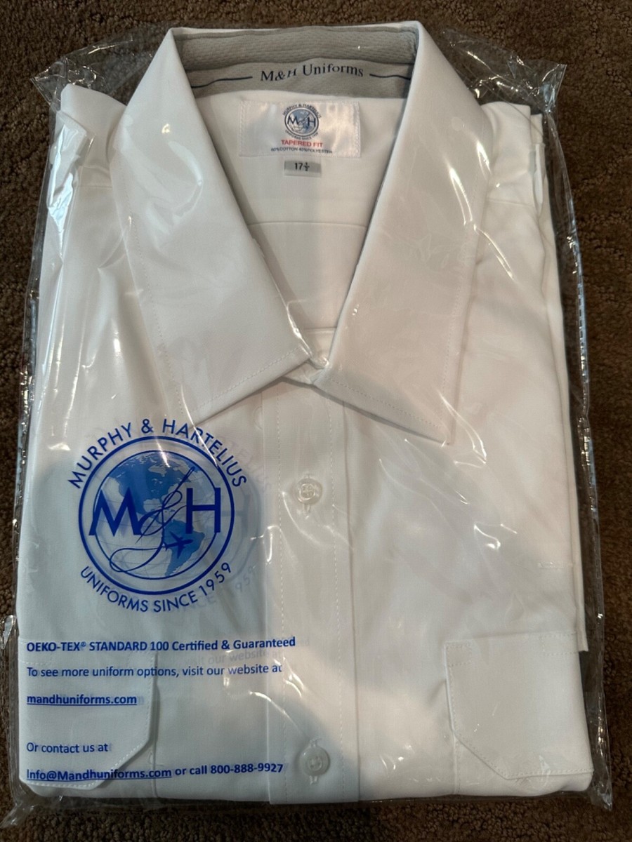 専用 1 NEW M&H Men Short Sleeve Pilot Shirt airline uniform Size 17 1/2