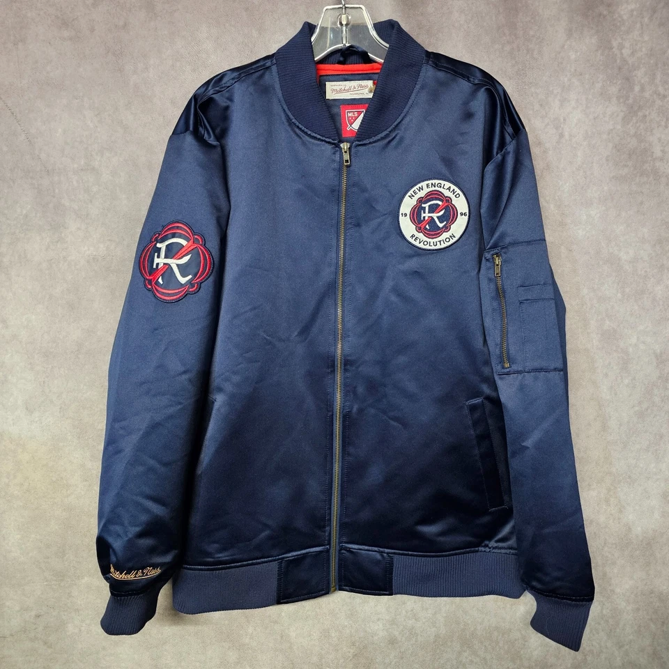 NWT Mitchell & Ness MLS New England Revolution Satin Bomber Jacket Mens L $150 - Image 2 of 4