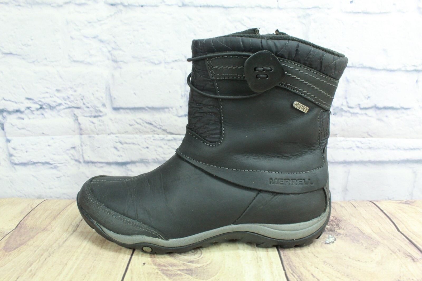 Stivali invernali Merrell Dewbrook donna neri in pelle isolati impermeabili taglia 6