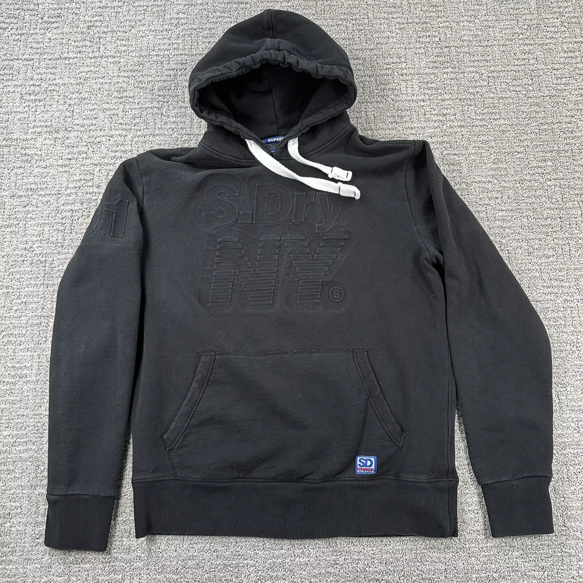 Digitaal Onderzoek Aarde Superdry Hoodie XXL Black Sweatshirt Embossed Logo NY Heavyweight Pocket  Mens | eBay