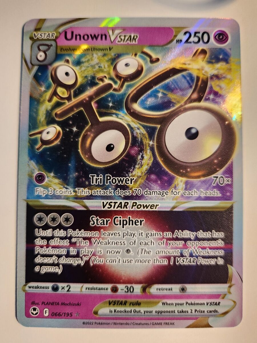 2 EVOLUTION SILVER TEMPEST POKEMON- UNOWN V 65/195 & VSTAR 66/195- NEW MINT