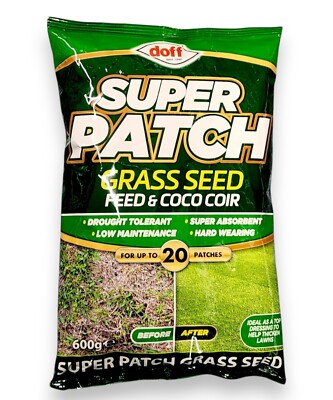 Doff Super Patch Rasensamen 600g schnellwüchsige Rasenreparaturmischung Futter & Kokos Kokos