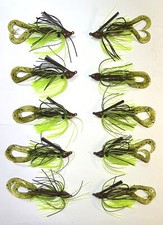 Bass Jigs Finesse 10 Total:  3-5/16   3-3/8  4-1/2  CHARTREUSE/BROWN BACK