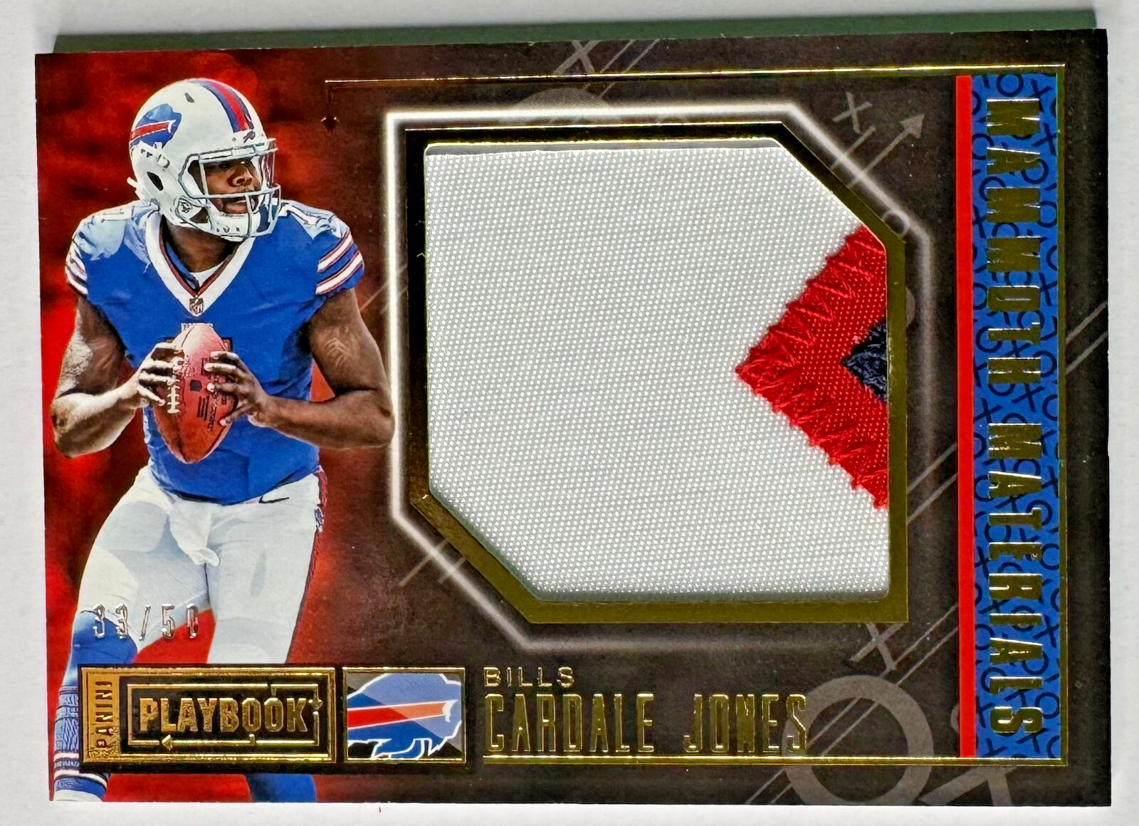 Cardale Jones 2016 Panini Playbook Mammoth Materials Prime Patch Bills #/50