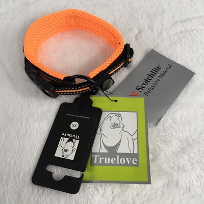 Dog Collar Truelove Size XS Orange Padded Mesh Reflective Material NWT