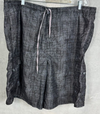 Burnside Black Gray Stripes Board Shorts Mens XL Swim Trunks Mesh Lining Cargo