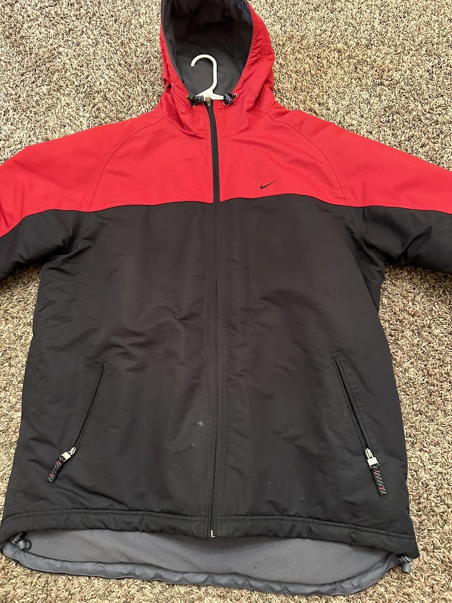 Vintage 90s Nike Swoosh Black Red Puffer Jacket Mens Size XXL eBay