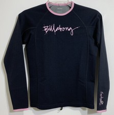 Billabong Equator Metallic .5mm Wetsuit Top Size 6 Black Pink Preowned
