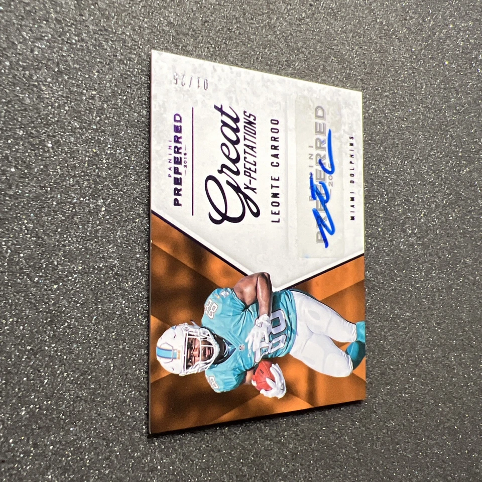 2016 Preferred LEONTE CARROO #358 Great X-Pectations RC AUTO 01/25 NFL DOLPHINS - Image 2 of 4