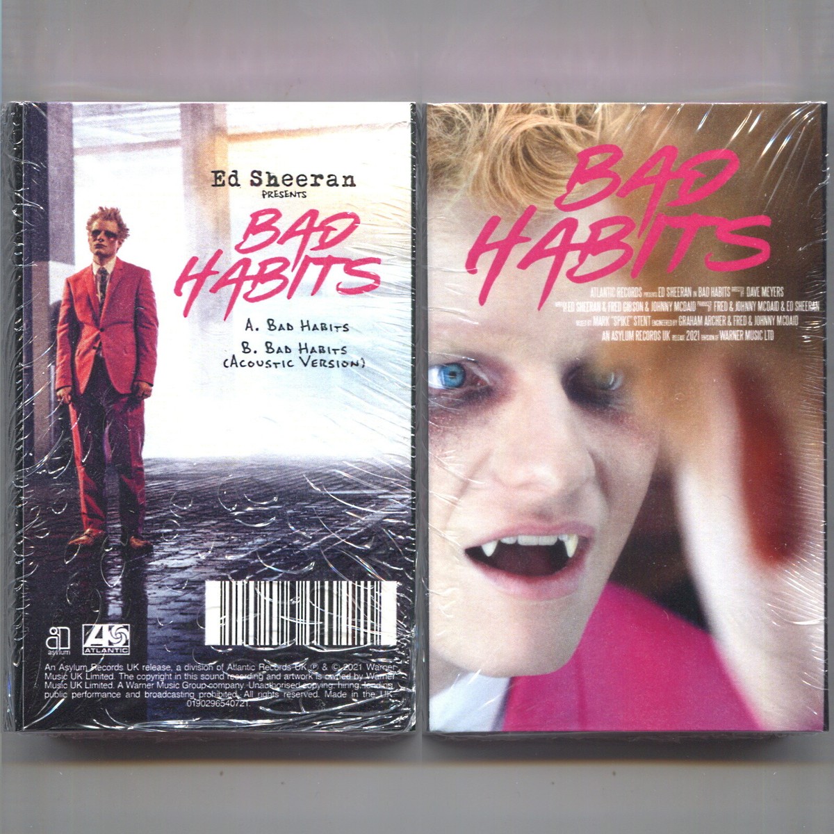 ED SHEERAN Bad Habits HOT PINK Cassette Tape Single ACOUSTIC