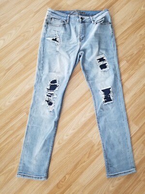 Rue 21  Herren Hose Jeans stretch   Gr. 34 x 32 blau  Bund  43 bis 48 cm Vintage