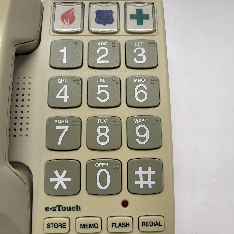 E Z Touch Corded Phone CortelCo 2400 Beige Big Numbers Wall or Desk Push Button - Image 2 of 4