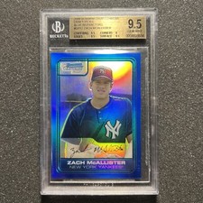 2006 Bowman Chrome ZACH McALLISTER #DP17 Blue Refractor 61/199 YANKEES - BGS 9.5