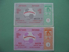 Ukraine 1992, 1993  KONSTANTINOVKA town. Two RARE Football lottery ticket. XF
