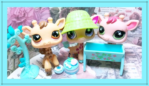 Authentic Littlest Pet Shop LPS #526 #943 #2303 Giraffe Lot Heart Eyes Geoffrey