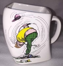 "The Results of Over-Swing" Golf Mug White Twisted Square Coffee Mug Gag Gift