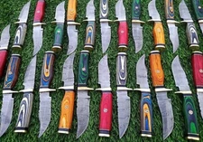 LOT OF 20 PCS CUSTOM HANDMADE DAMASCUS STEEL SKINNER HUNTING, HIKING KNIVES W/S