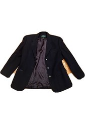 RALPH LAUREN LADIES Crest BLACK Wool BLAZER / JACKET WITH EMBLEM SIZE 2