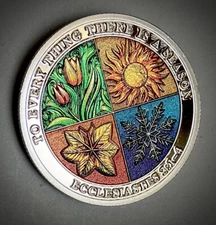 4 Seasons Challenge Coin-Siver Color And Colors-Bible Verse-ATime To Be Born, A 