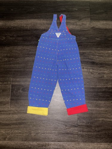 OshKosh Vintage Vestbak Overalls Red Blue Yellow Suspenders Size 4T USA Made