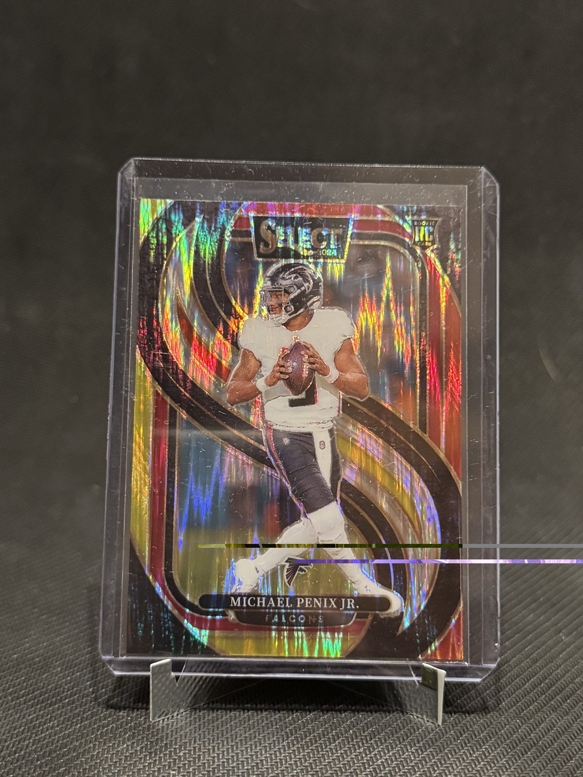 2024 Panini Select Premier Level Michael Penix Jr. #110 Red & Yellow Shock Prizm