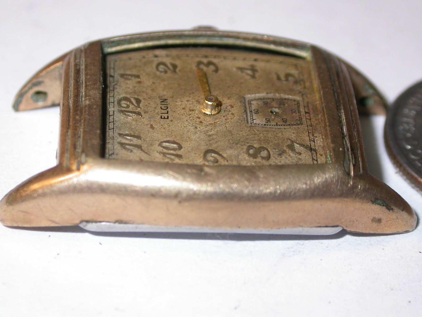 Elgin  gold filled tank wrist watch 15j Parts or Repair