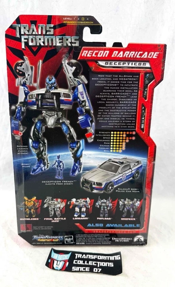Transformers 2007 Movie Deluxe Class Recon Barricade MOSC - Image 2 of 2