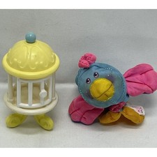 Vintage Fisher Price 1988 Smooshees Cuddler Critters Perchy Bird w/ Birdcage