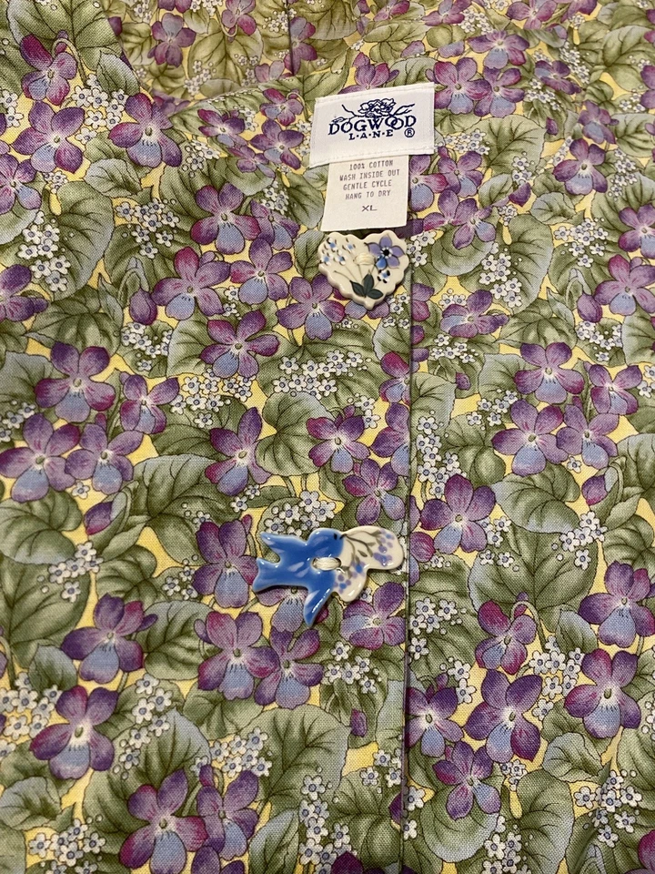 Antigo Vestido Floral Feminino Dogwood Lane XL Cottage Core Prairie Garden Roxo Excelente Estado Usado - Imagem 2 de 4