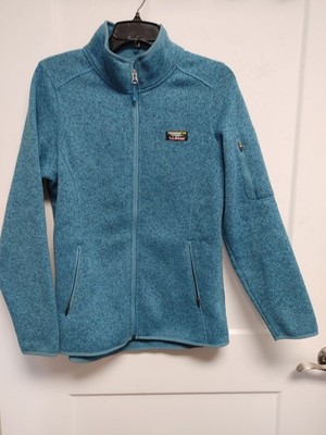 Women's L.L.Bean Sweater Fleece Full-Zip Jacket Blue Aqua Size Medium