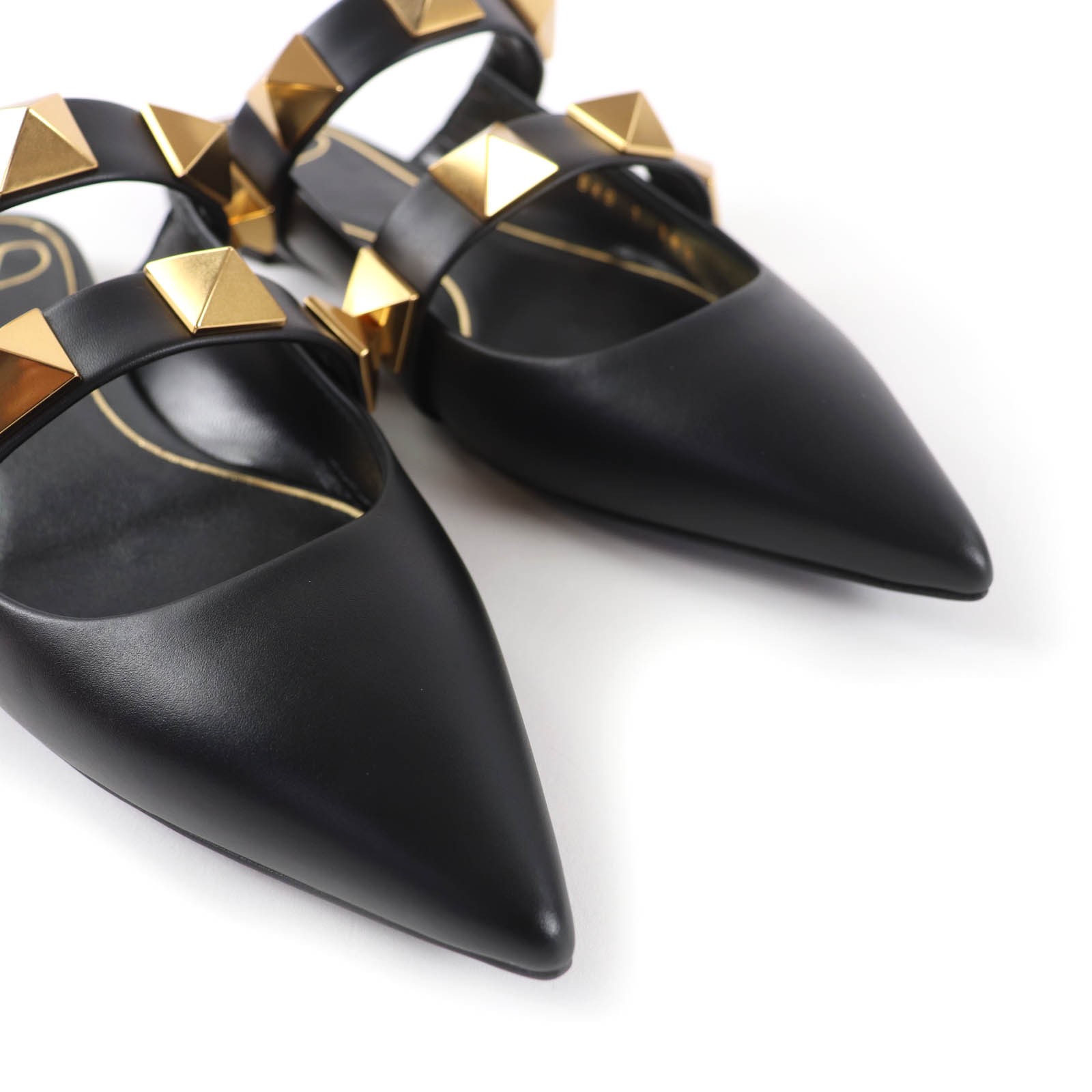 Pristine Valentino Garavani Mule Roman stud flats in leather black Women 36.5 thumbnail 8