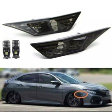 For Honda Civic 16-20 Bright White LED Side Marker Turn Signal Light Smoked GUS