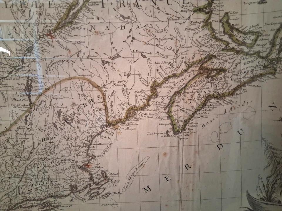 Free Ship Old Vintage  Framed Map, New England, Canada 1776 Paolo Santini Venice - Image 3 of 4