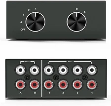 4 Way RCA Switcher 2 in 4 Out L/R Sound Channel Bi-Directional Audio Swith Split
