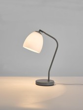John Lewis ANYDAY Bobby Desk Lamp, Grey Metal With Opal Glass Shade