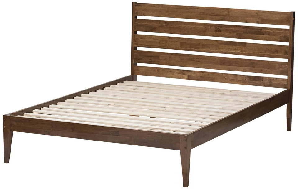 Baxton Studio Elmdon Walnut Wood Full Platform Bed Foto 3 de 3