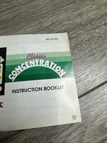 Nintendo NES Instruction Manual Classic Concentration