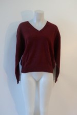 Womens Crush Burgundy 100 Cashmere V-Neck Sweater 2 US/M