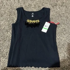 RUBY RD Tasseled Shirt Ladies Size L NEW Gold Citrine Fringe On Bottom Black