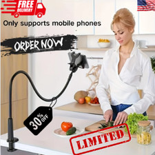 Universal Lazy Mobile Phone Gooseneck Stand Holder Flexible Bed Desk Table Clip