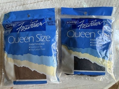 Vintage Eckerd Fascinator Queen SZ 1X Pantyhose NOS Lot Black Tan Reinforced Toe