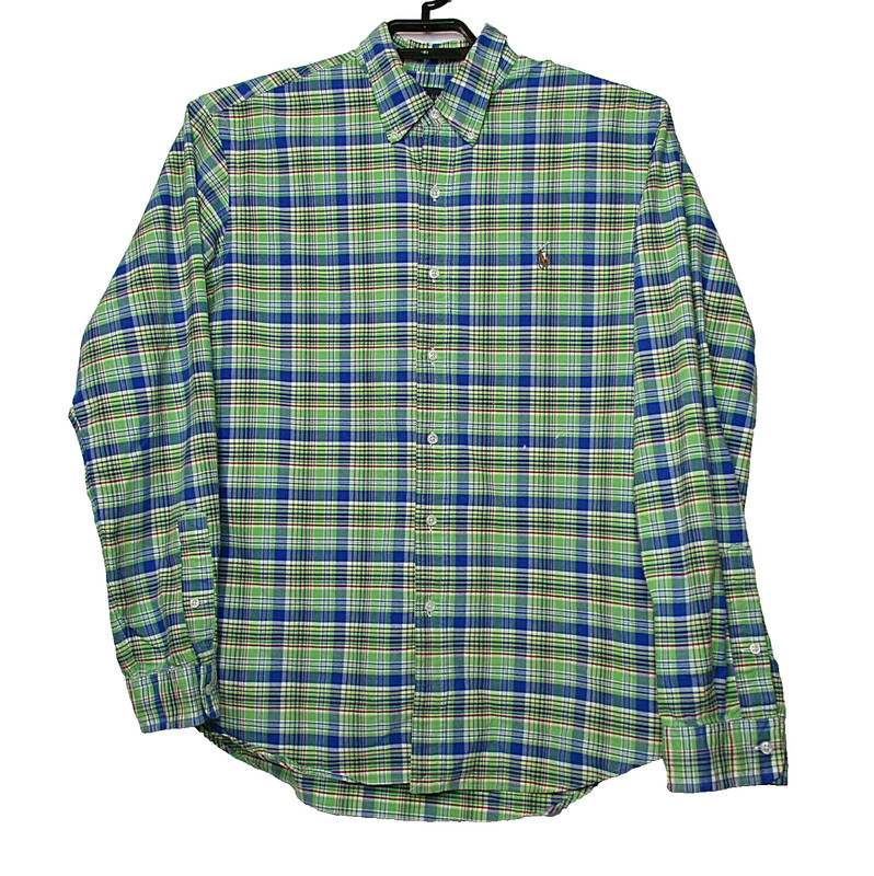 Men's Ralph Lauren Casual Button Down Shirt sz XL Long Sleeves 100% Cotton Plaid