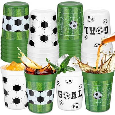 24 Pieces Soccer Birthday Party Decorations 16 OZ Green White Sports Ball Fan...