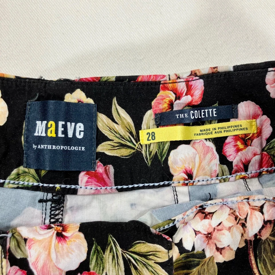 Maeve Anthropologie The Colette Floral Wide Leg Pants Sz 28 Cropped Cottage Core - Image 3 of 4